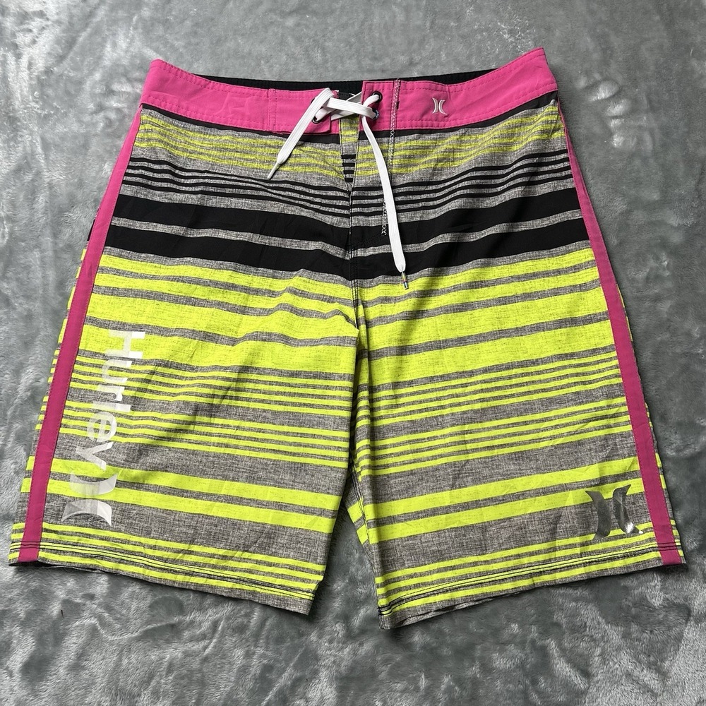 Hurley‎ Shorts Men Size 33 Phantom Board Neon Yellow Gray